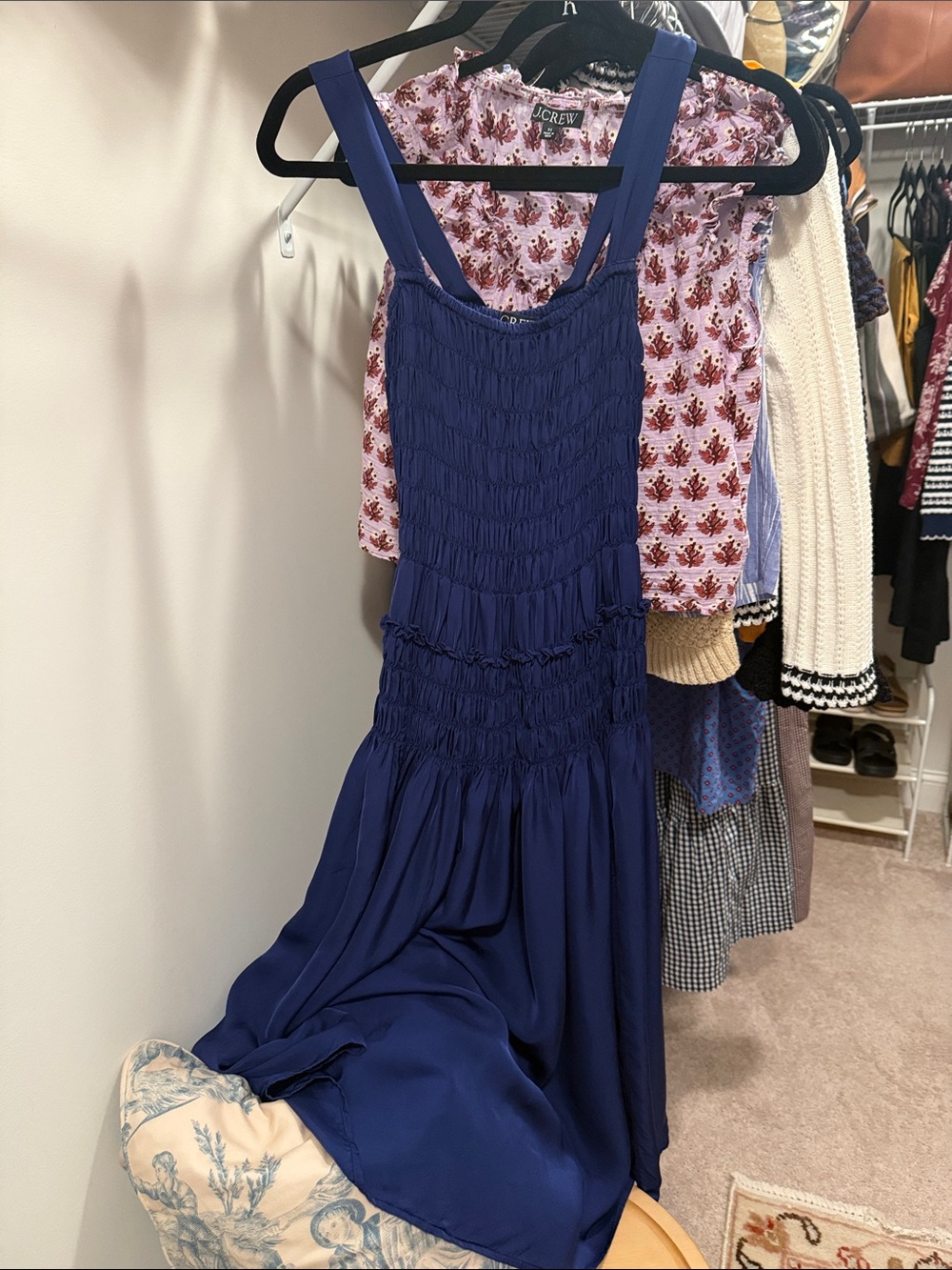 J. Crew Navy Blue Smocked Sundress